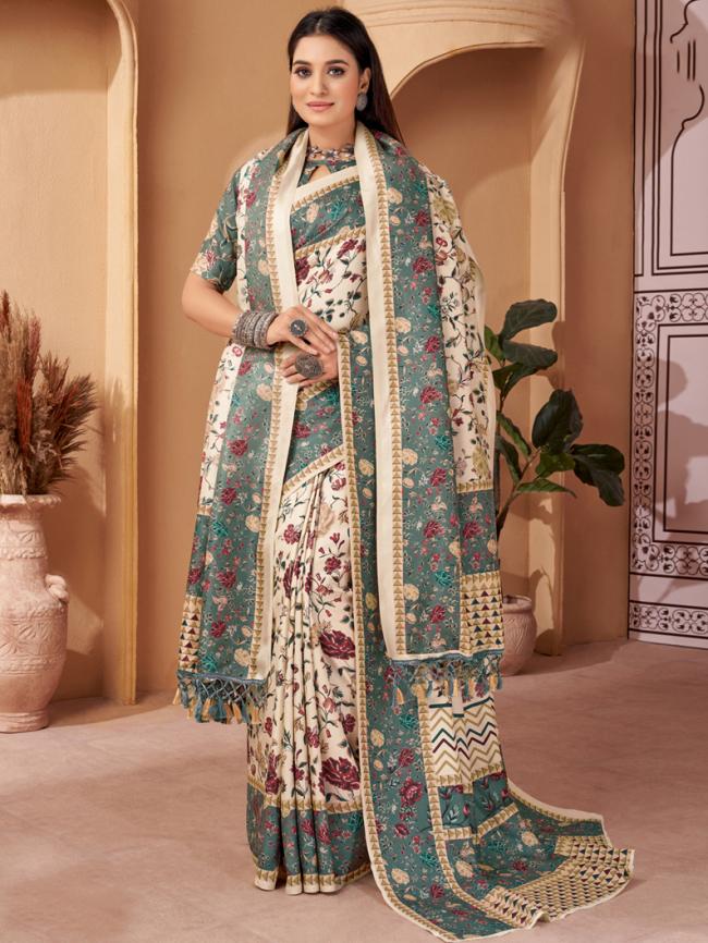 Pasmina Multi Colour Casual Wear Printed Saree